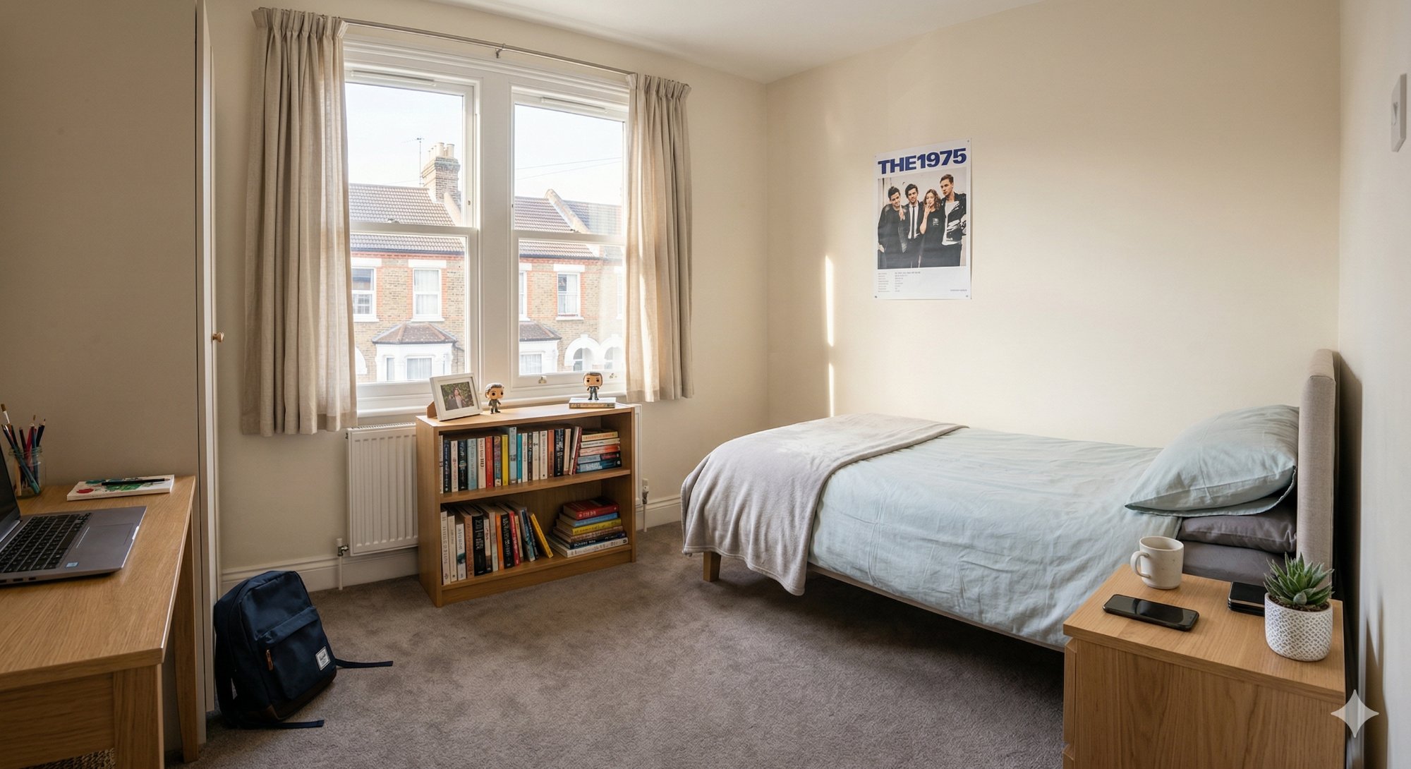 Supported accommodation bedroom for young people in Luton and Bedfordshire